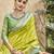 parrot green color banarasi silk blend fabric ethnic woven designer saree
