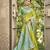 parrot green color banarasi silk blend fabric ethnic woven designer saree