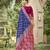 blue color banarasi silk blend fabric ethnic woven designer saree