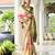 beige color stylish satin silk blend fabric ethnic partywear saree