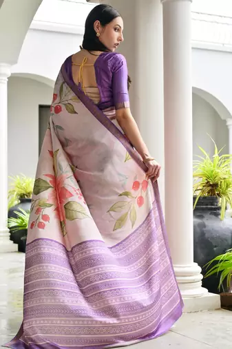beige stylish satin silk blend ethnic partywear saree