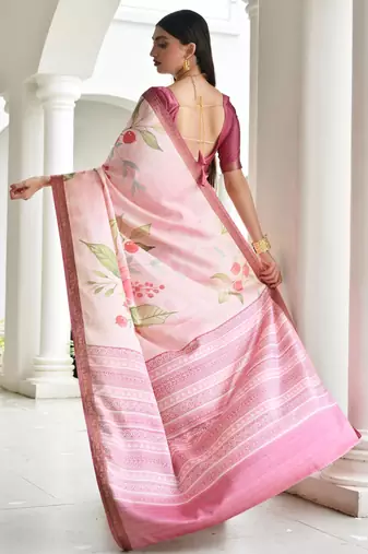 beige stylish satin silk blend ethnic partywear saree