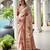 beige color stylish satin silk blend fabric ethnic partywear saree