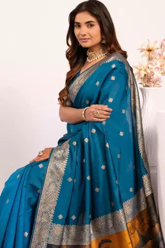 firozi faux banarasi art silk blend saree festive ethnic saree