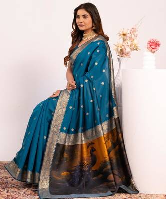 firozi faux banarasi art silk blend saree festive ethnic saree 4