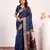 navy blue color banarasi art silk saree for festive ethnic saree