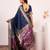 navy blue color banarasi art silk saree for festive ethnic saree