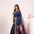 navy blue color banarasi art silk saree for festive ethnic saree