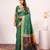 parrot green color banarasi art silk saree for festive ethnic saree