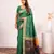 parrot green color banarasi art silk saree for festive ethnic saree