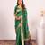 parrot green color banarasi art silk saree for festive ethnic saree