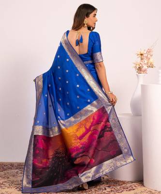 royal blue faux banarasi art silk blend saree festive ethnic saree 2