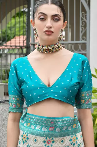 sea green woven partywear saree
