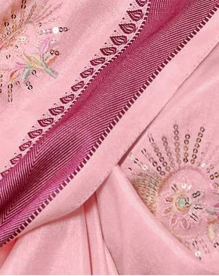 pink weaving border & embroidered work rangoli art silk blend saree 3