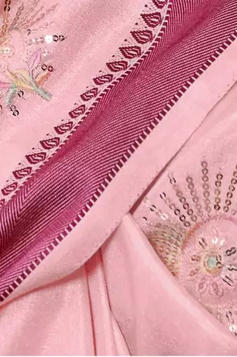 pink color weaving border & embroidered work rangoli art silk blend saree