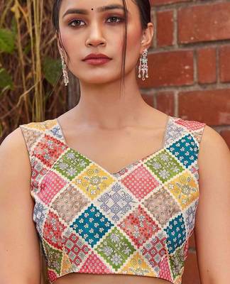 pink weaving border & embroidered work rangoli art silk blend saree 4