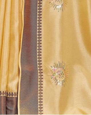 yellow color weaving border & embroidered work rangoli art silk blend saree 5