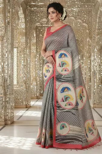 red color crepe art silk fabric designer digital printed ethnic festive saree