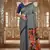 blue crepe art silk fabric designer digital printed ethnic festive saree