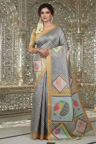 mustard color crepe art silk fabric designer digital printed ethnic festive saree