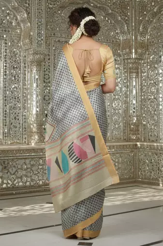 mustard crepe art silk blend digital printed ethnic festive saree