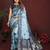 Blue zari weaving work satin silk saree with blouse