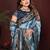 Blue zari weaving work satin silk saree with blouse