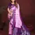 D purple zari weaving work satin silk saree with blouse