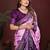 D purple zari weaving work satin silk saree with blouse