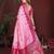 Pink zari weaving work satin silk saree with blouse