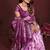 Purple zari weaving work satin silk saree with blouse