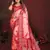 Red zari weaving work satin silk saree with blouse