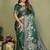 D green zari butta work satin silk saree with blouse