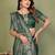 D green zari butta work satin silk saree with blouse