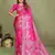 Pink zari butta work satin silk saree with blouse