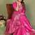 Pink zari butta work satin silk saree with blouse