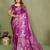 Purple zari butta work satin silk saree with blouse