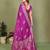 Purple zari butta work satin silk saree with blouse