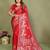 Red zari butta work satin silk saree with blouse