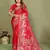 Red zari butta work satin silk saree with blouse