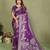 Violet zari butta work satin silk saree with blouse
