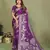 Violet zari butta work satin silk saree with blouse