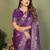 Violet zari butta work satin silk saree with blouse