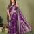 Violet zari butta work satin silk saree with blouse