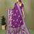 Violet zari butta work satin silk saree with blouse