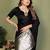 Black zari weaving work satin silk saree with blouse