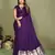 Violet zari weaving work satin silk saree with blouse