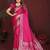 Pink zari weaving work satin silk saree with blouse