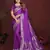 Purple zari weaving work satin silk saree with blouse