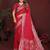 Red zari weaving work satin silk saree with blouse